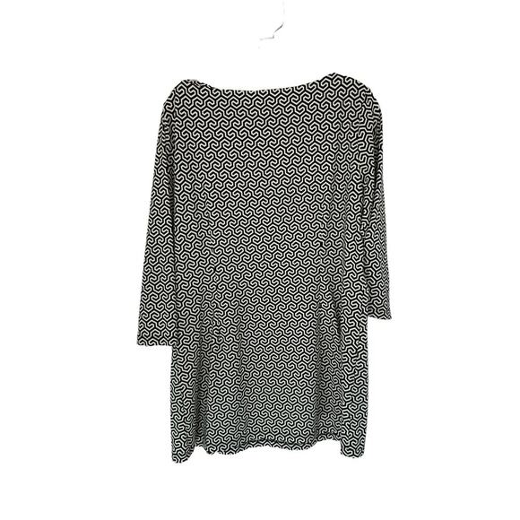 J. Mclaughlin Black White Geometric Print Career Ruched Tunic Blouse Size XL - Picture 7 of 10